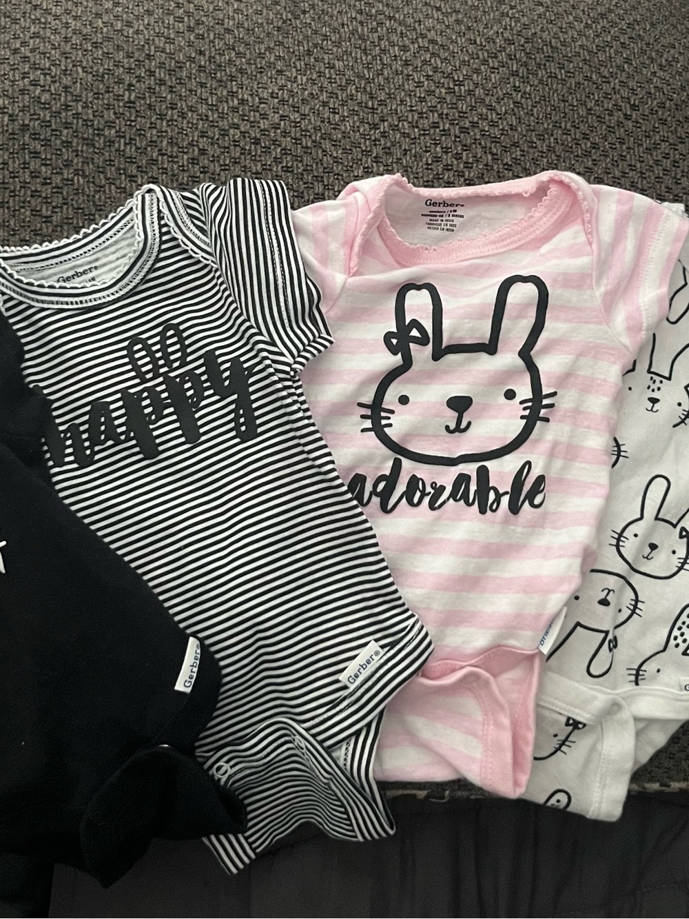 Gerber Pink and Black Striped Bunny Short-Sleeve Pajama Top Set